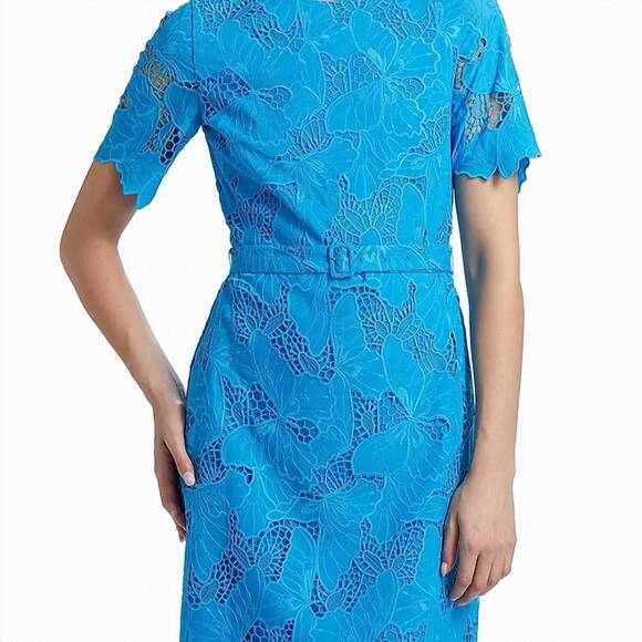 NEW ELIE TAHARI clover butterfly lace minidress in blue